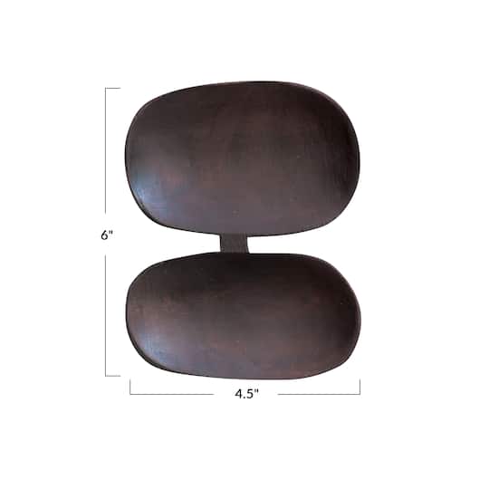 Hello Honey® 6" Brown Mango Wood Dual Cavity Serving Dish